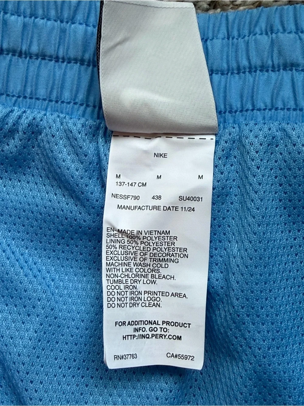 Nike Boys Light Blue Swim Trunks with Side Logo